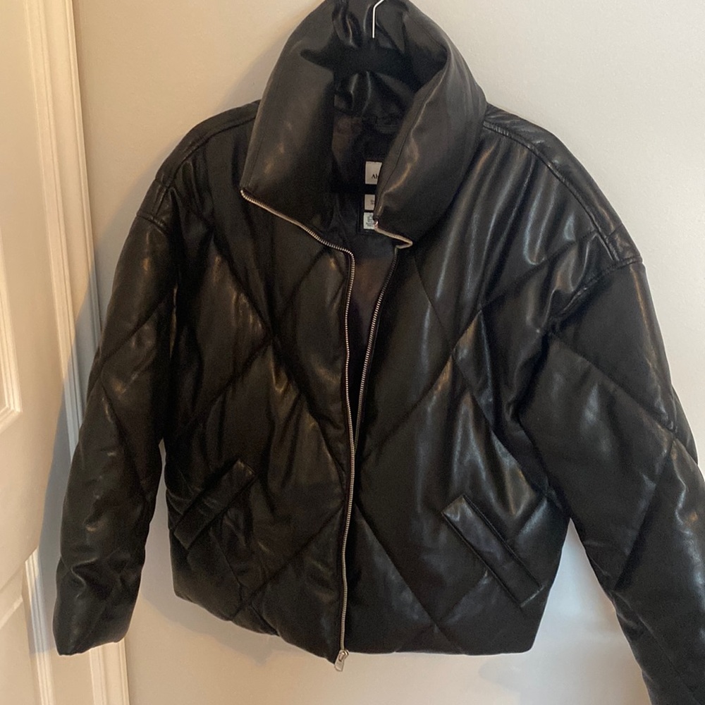 Abercrombie leather puffer jacket.